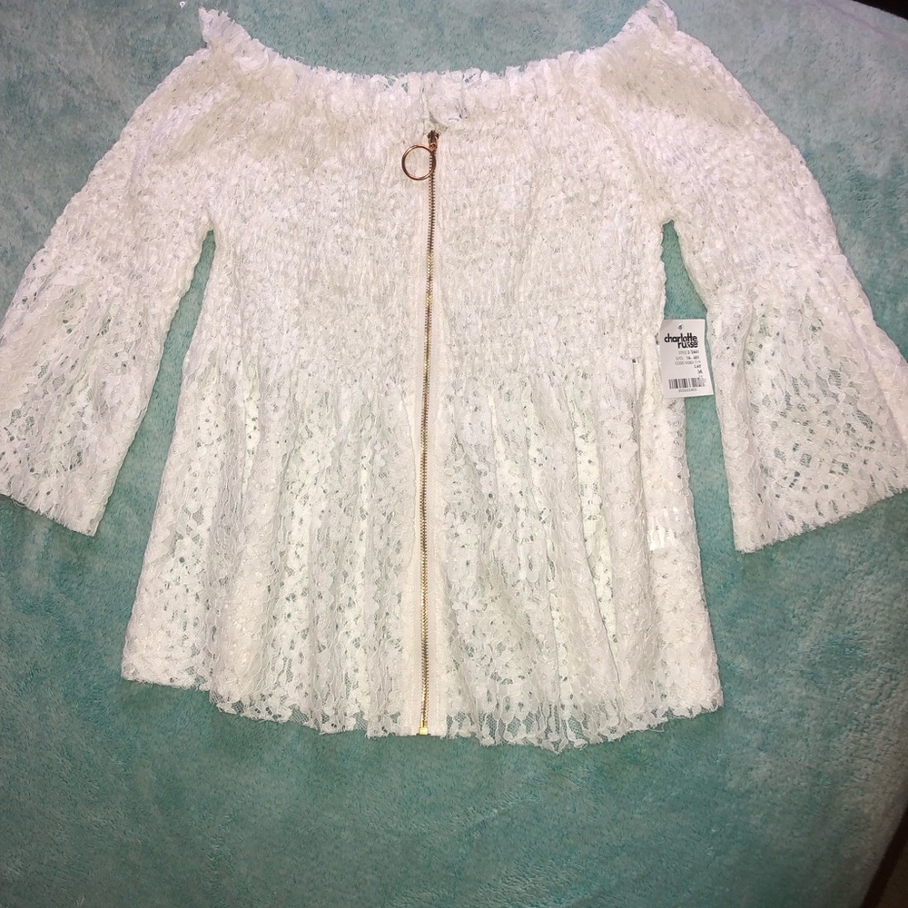 Brand new all lace off shoulder top size Medium